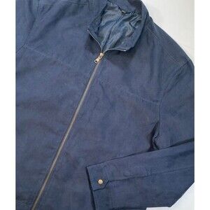 Banana Republic Jacket Mens XL Vegan Suede Microfiber Dark Navy Bomber Lined‎